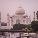 Coucher de soleil sur le Taj Mahal